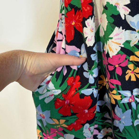 Old Navy Dress Women’s XXL Tall Blue Green Floral Spaghetti Strap Linen Blend - Picture 6 of 16